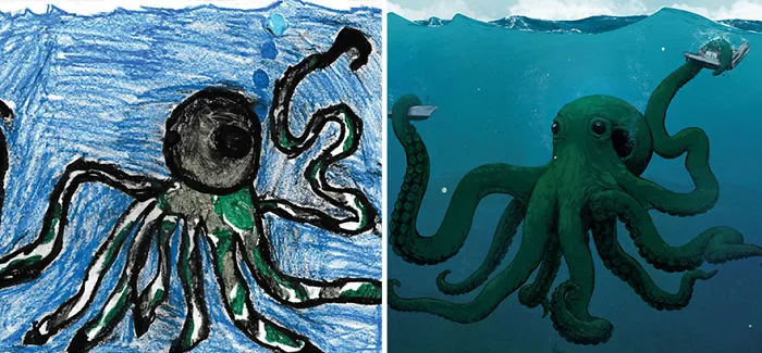 What Happens When Professional Artists Recreate Kids' Monster Doodles In Their Own Unique Style