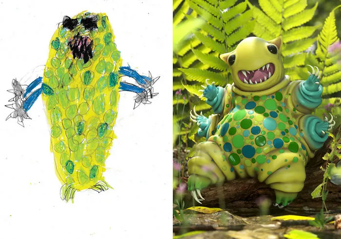 What Happens When Professional Artists Recreate Kids' Monster Doodles In Their Own Unique Style