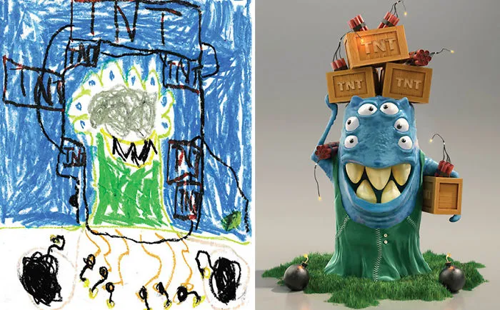 What Happens When Professional Artists Recreate Kids' Monster Doodles In Their Own Unique Style