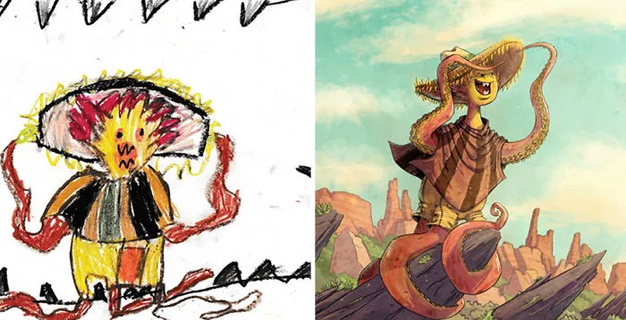 What Happens When Professional Artists Recreate Kids' Monster Doodles In Their Own Unique Style
