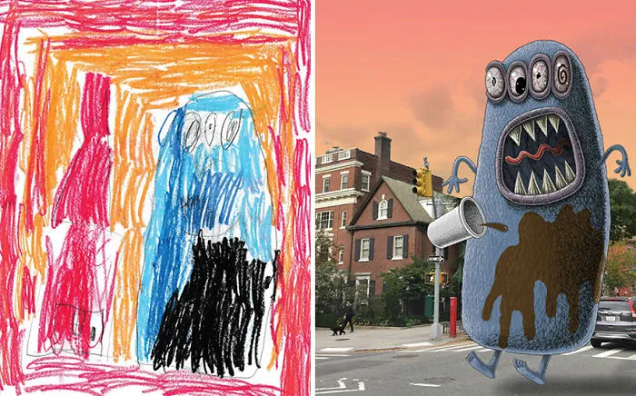 What Happens When Professional Artists Recreate Kids' Monster Doodles In Their Own Unique Style