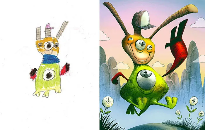 What Happens When Professional Artists Recreate Kids' Monster Doodles In Their Own Unique Style