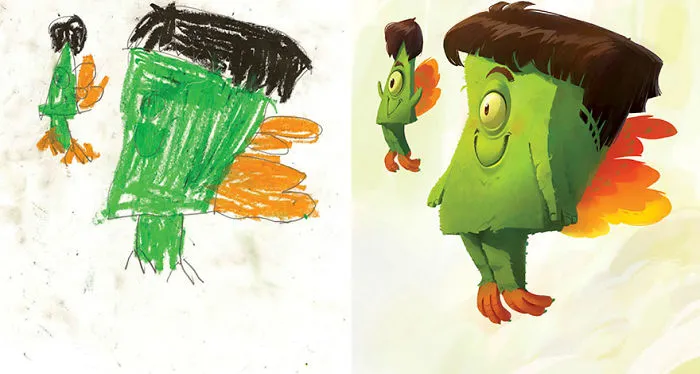 What Happens When Professional Artists Recreate Kids' Monster Doodles In Their Own Unique Style