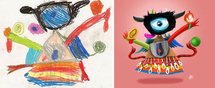 What Happens When Professional Artists Recreate Kids' Monster Doodles In Their Own Unique Style
