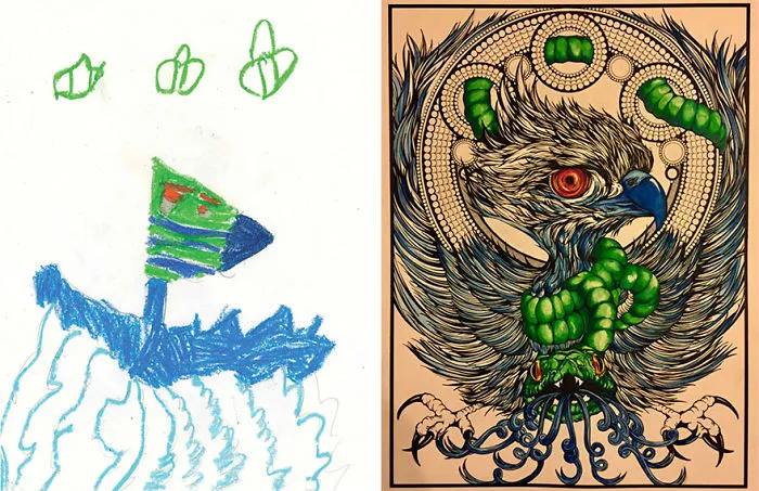 What Happens When Professional Artists Recreate Kids' Monster Doodles In Their Own Unique Style