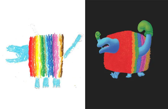 What Happens When Professional Artists Recreate Kids' Monster Doodles In Their Own Unique Style
