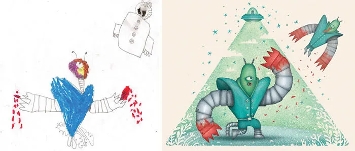 What Happens When Professional Artists Recreate Kids' Monster Doodles In Their Own Unique Style