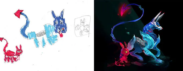 What Happens When Professional Artists Recreate Kids' Monster Doodles In Their Own Unique Style