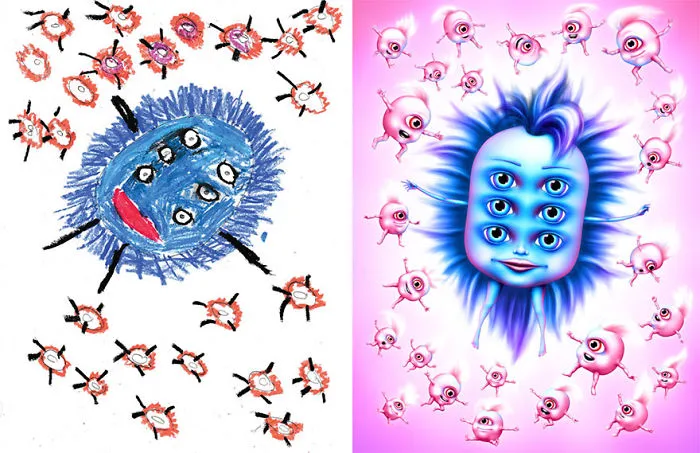 What Happens When Professional Artists Recreate Kids' Monster Doodles In Their Own Unique Style