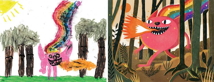 What Happens When Professional Artists Recreate Kids' Monster Doodles In Their Own Unique Style