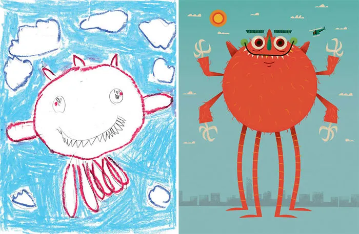 What Happens When Professional Artists Recreate Kids' Monster Doodles In Their Own Unique Style