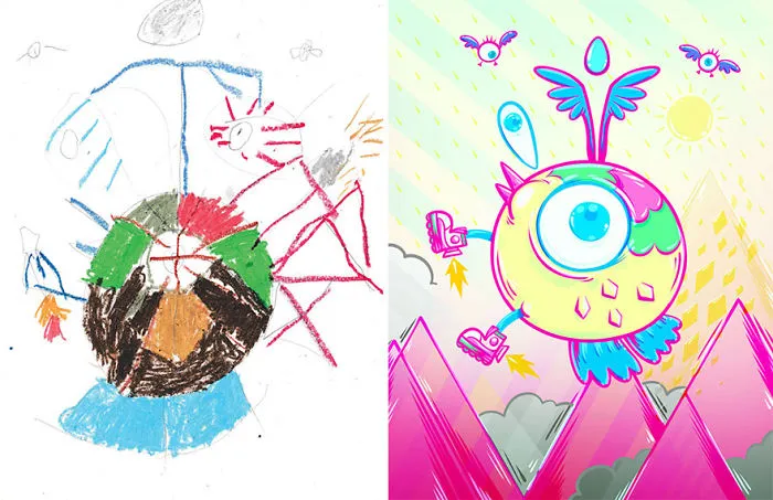 What Happens When Professional Artists Recreate Kids' Monster Doodles In Their Own Unique Style