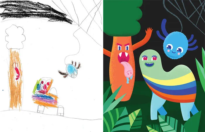 What Happens When Professional Artists Recreate Kids' Monster Doodles In Their Own Unique Style