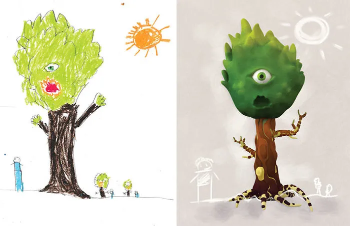 What Happens When Professional Artists Recreate Kids' Monster Doodles In Their Own Unique Style