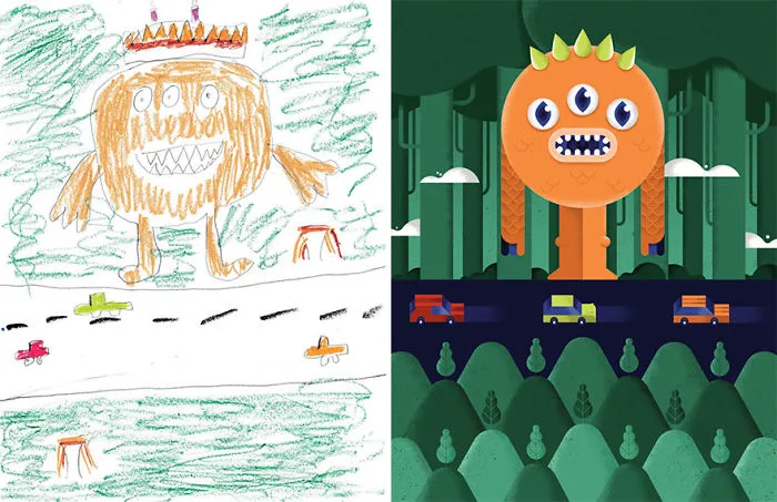 What Happens When Professional Artists Recreate Kids' Monster Doodles In Their Own Unique Style