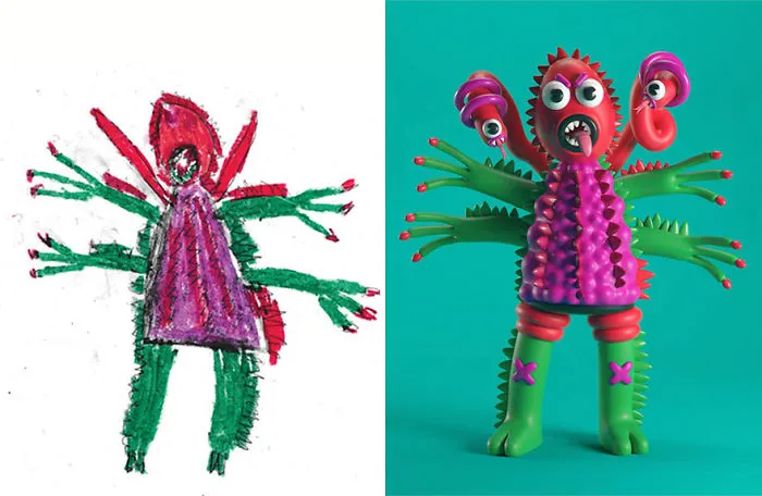 What Happens When Professional Artists Recreate Kids' Monster Doodles In Their Own Unique Style