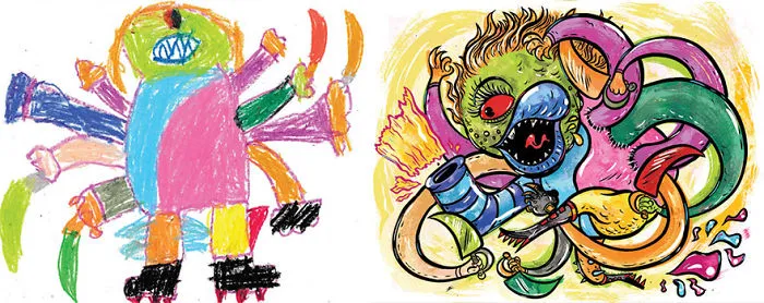 What Happens When Professional Artists Recreate Kids' Monster Doodles In Their Own Unique Style