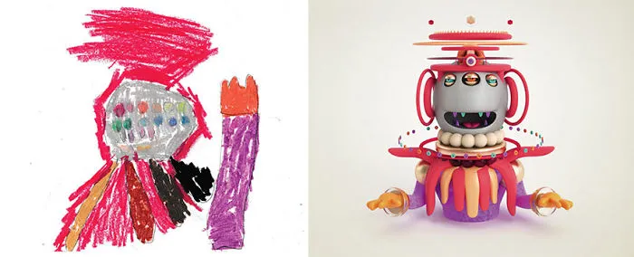 What Happens When Professional Artists Recreate Kids' Monster Doodles In Their Own Unique Style