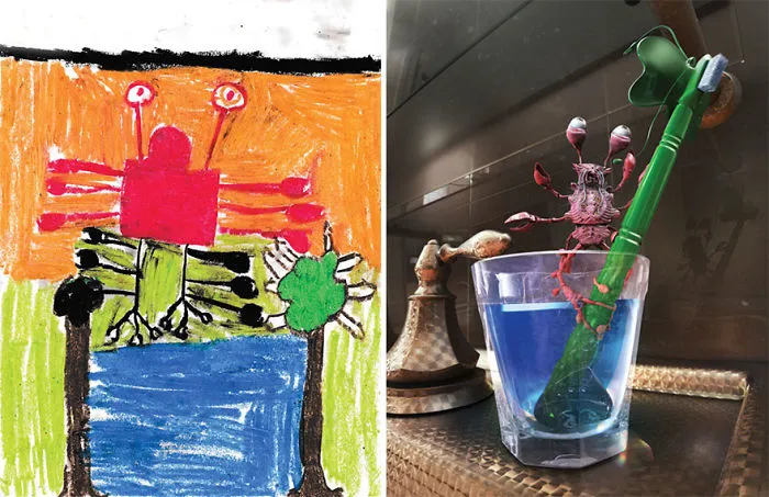 What Happens When Professional Artists Recreate Kids' Monster Doodles In Their Own Unique Style