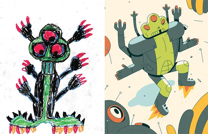 What Happens When Professional Artists Recreate Kids' Monster Doodles In Their Own Unique Style