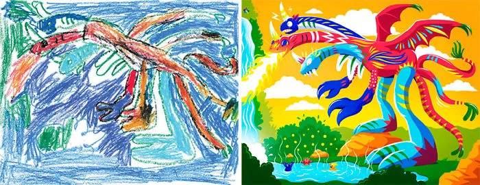 What Happens When Professional Artists Recreate Kids' Monster Doodles In Their Own Unique Style