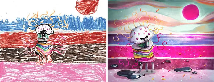What Happens When Professional Artists Recreate Kids' Monster Doodles In Their Own Unique Style