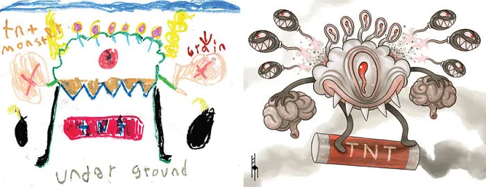 What Happens When Professional Artists Recreate Kids' Monster Doodles In Their Own Unique Style