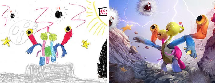 What Happens When Professional Artists Recreate Kids' Monster Doodles In Their Own Unique Style