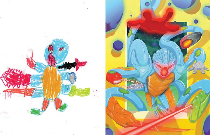 What Happens When Professional Artists Recreate Kids' Monster Doodles In Their Own Unique Style