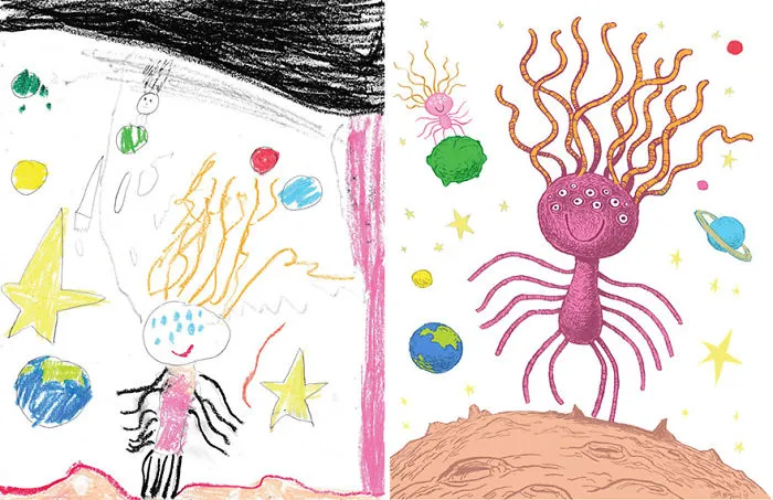 What Happens When Professional Artists Recreate Kids' Monster Doodles In Their Own Unique Style