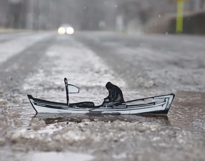 Artist Leaves Tiny Wooden Figures Around The City For People To Find