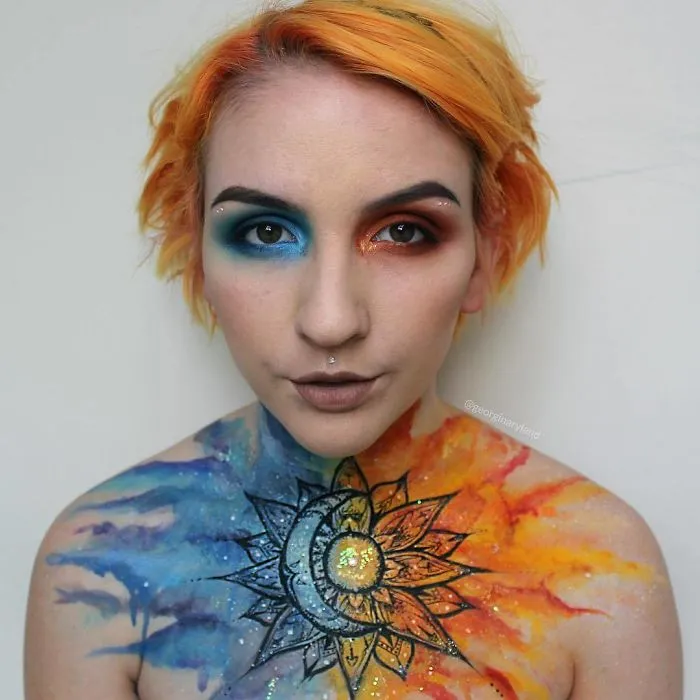 Makeup Artist Creates Incredible Drawings Using Her Own Body As Canvas