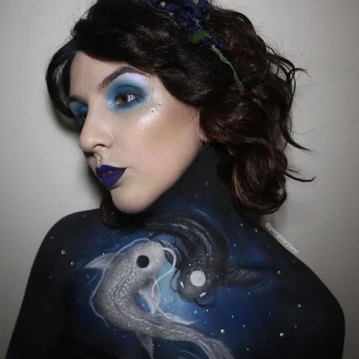 Makeup Artist Creates Incredible Drawings Using Her Own Body As Canvas