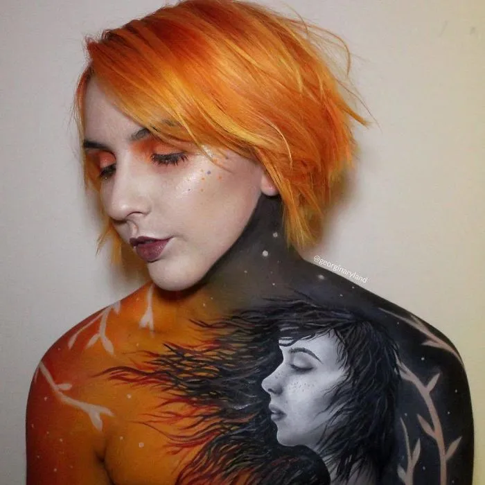 Makeup Artist Creates Incredible Drawings Using Her Own Body As Canvas