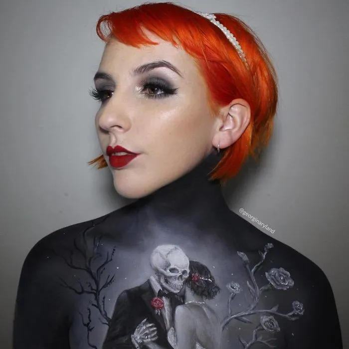 Makeup Artist Creates Incredible Drawings Using Her Own Body As Canvas