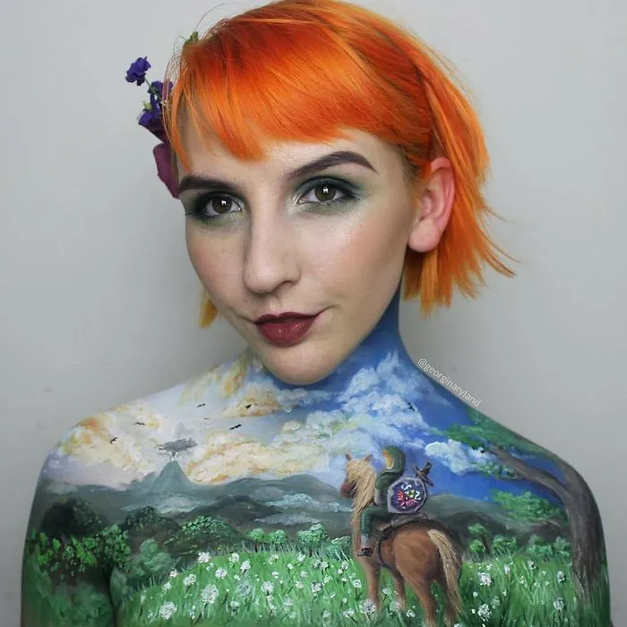 Makeup Artist Creates Incredible Drawings Using Her Own Body As Canvas