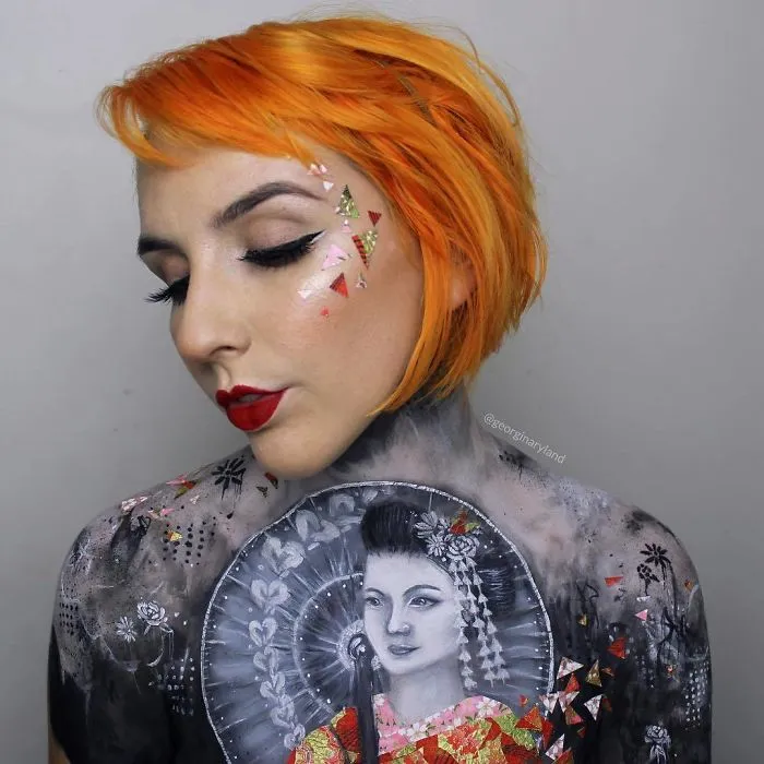 Makeup Artist Creates Incredible Drawings Using Her Own Body As Canvas