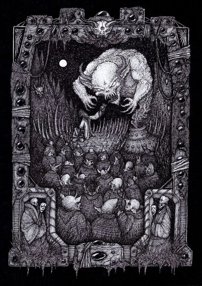 I Draw Intricate Dark Fantasy Drawings Inspired By Classical Artists And Modern Cartoons 
