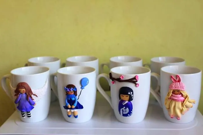 I Create Beautiful And Cute Polymer Clay Decorated Mugs