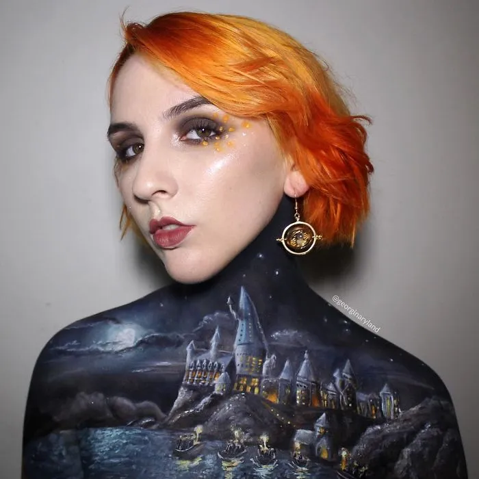 Makeup Artist Creates Incredible Drawings Using Her Own Body As Canvas