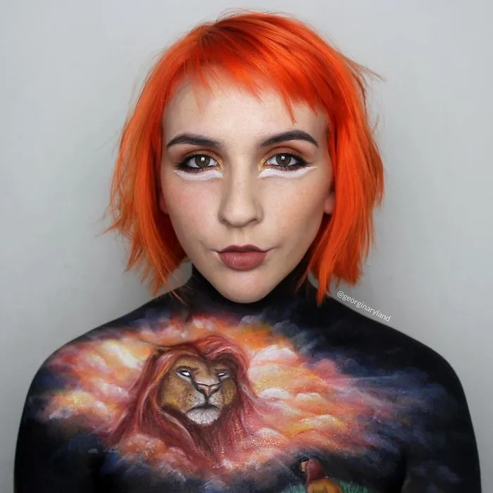 Makeup Artist Creates Incredible Drawings Using Her Own Body As Canvas