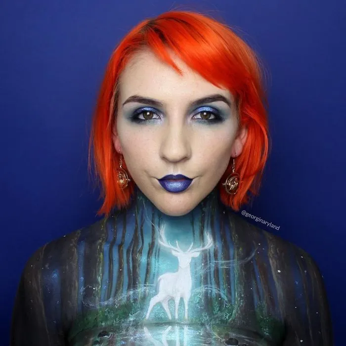 Makeup Artist Creates Incredible Drawings Using Her Own Body As Canvas