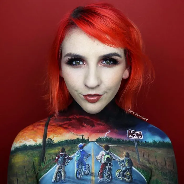 Makeup Artist Creates Incredible Drawings Using Her Own Body As Canvas