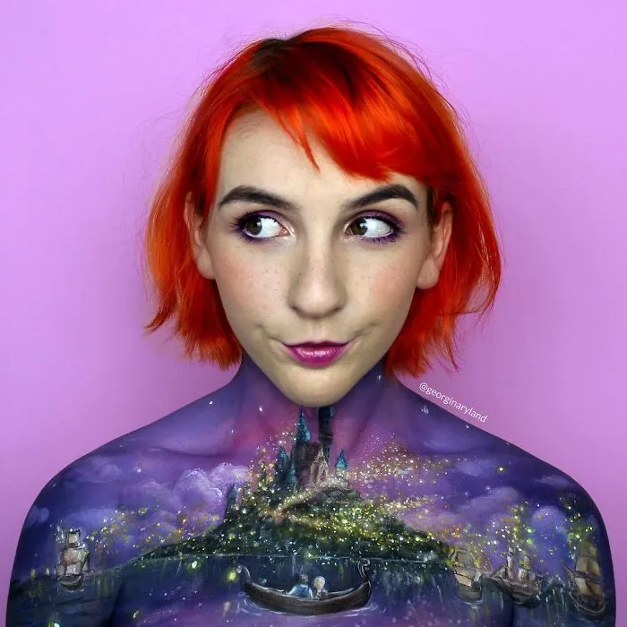 Makeup Artist Creates Incredible Drawings Using Her Own Body As Canvas