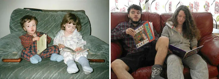 My Brother And I Recreated Our Childhood Photos For Our Parents' 30th Anniversary