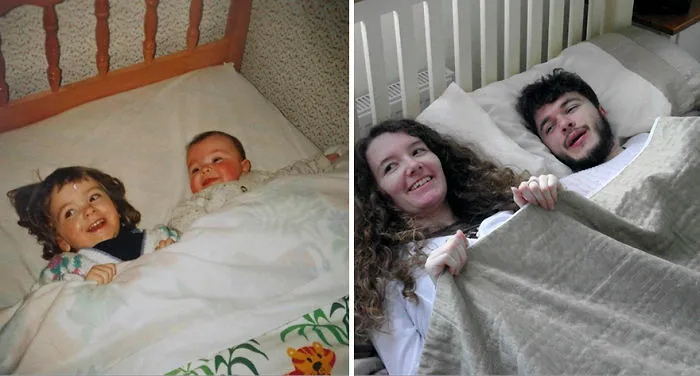 My Brother And I Recreated Our Childhood Photos For Our Parents' 30th Anniversary
