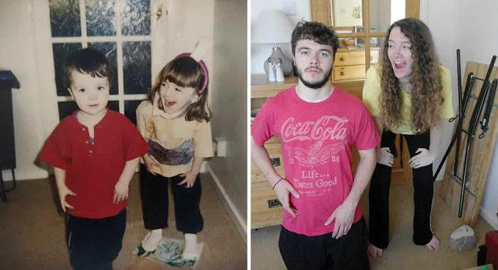 My Brother And I Recreated Our Childhood Photos For Our Parents' 30th Anniversary