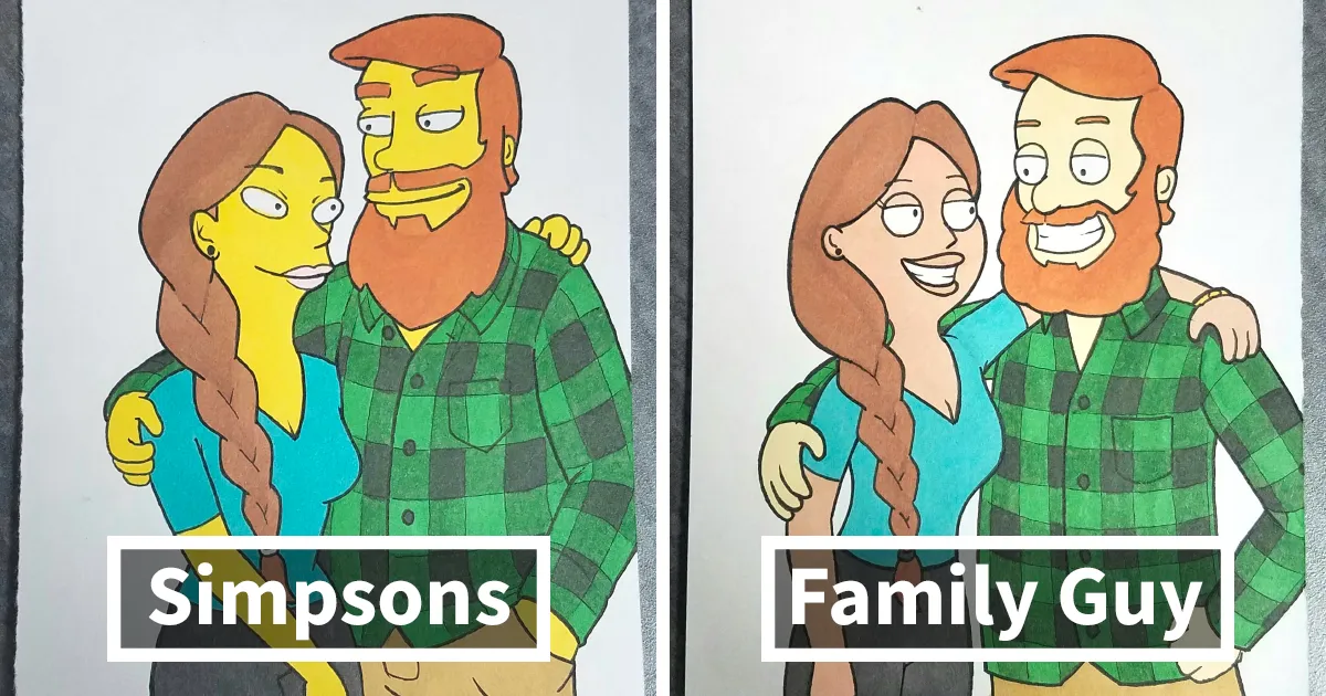 Este novio sorprendió a su novia dibujándola en 10 estilos distintos de dibujos animados, y le encantó
