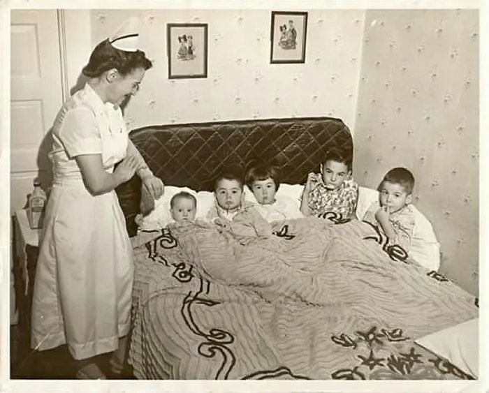 Dad Staged This Pic With My Mom (A Real Nurse), When Me And Sibs Were All Sick At The Same Time