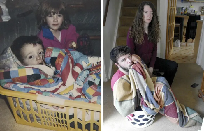My Brother And I Recreated Our Childhood Photos For Our Parents' 30th Anniversary
